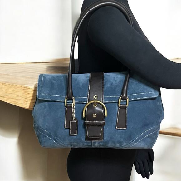 Vintage Coach 9507 Soho Suede Flap Satchel & Wristlet - Picture 11 of 14